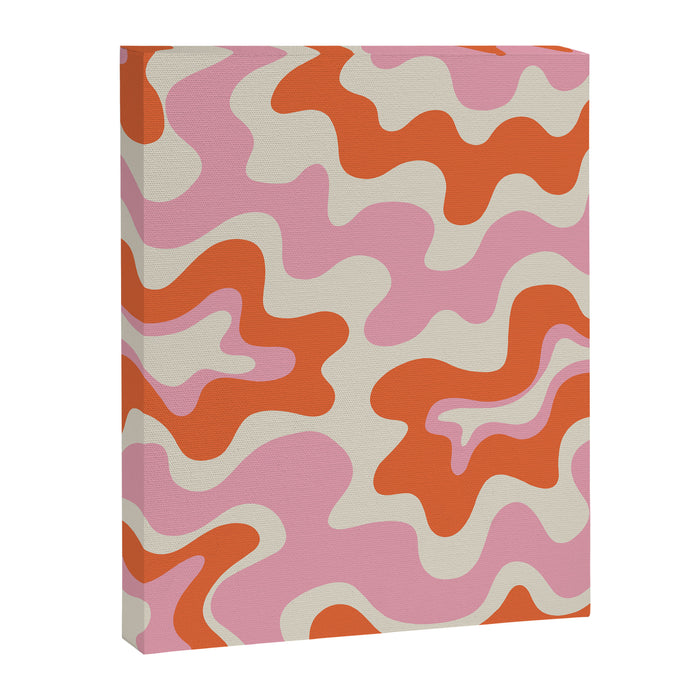 Pink and orange retro style liquid swirls Canvas Print Gallery Image 1