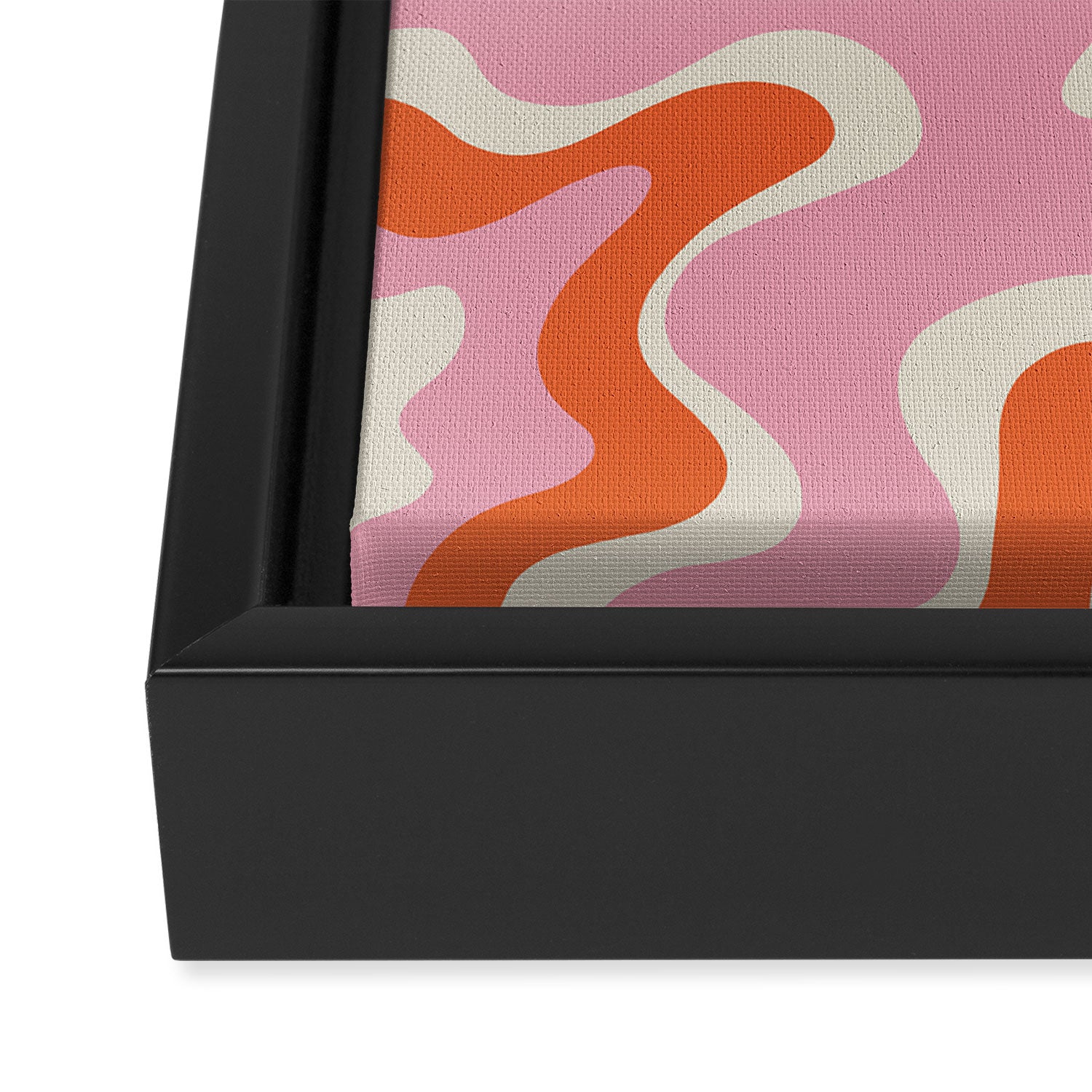 Pink and orange retro style liquid swirls Framed Canvas Print Gallery Image 3
