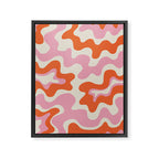 Pink and orange retro style liquid swirls Framed Canvas Print Gallery Image 6