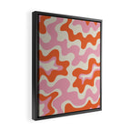 Pink and orange retro style liquid swirls Framed Canvas Print Gallery Image 2