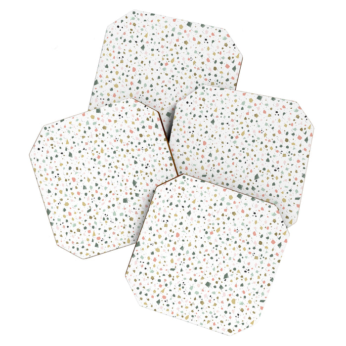 terrazzo stracciatella marble texture decorative pattern Coaster Gallery Image 1