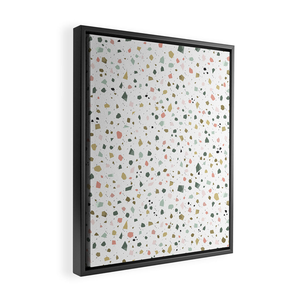 terrazzo stracciatella marble texture decorative pattern Framed Canvas Print Gallery Image 2