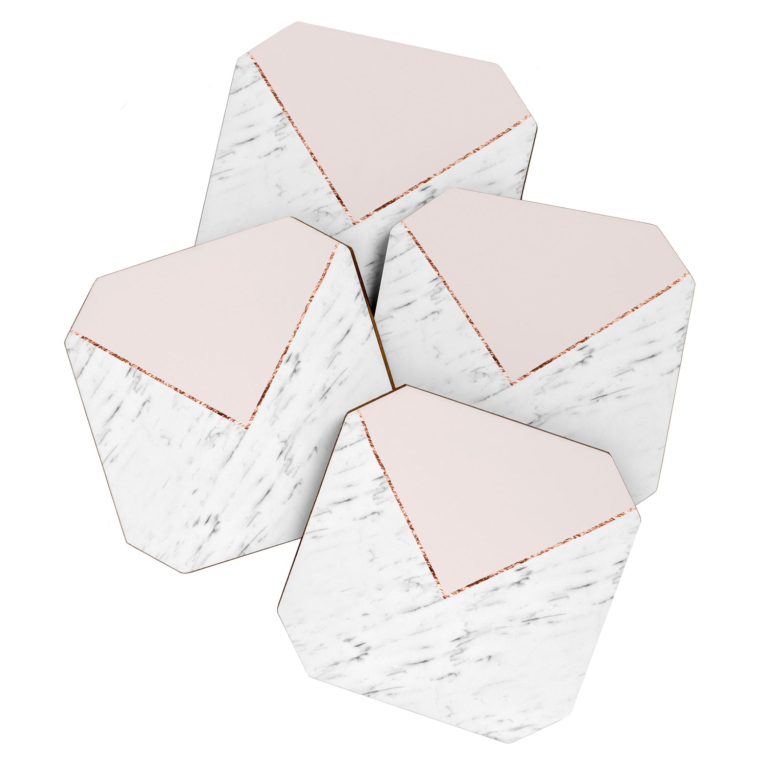 Peony blush geometric marble Coaster Gallery Image 1