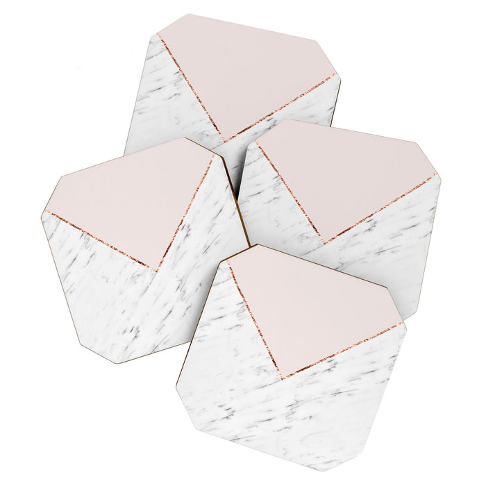 Peony blush geometric marble Coaster Gallery Image 1