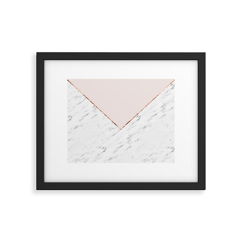 Peony blush geometric marble Framed Art Print Gallery Image 6