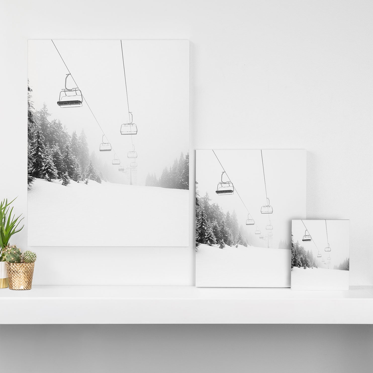 Chairlift Over Ski Slopes Canvas Print Gallery Image 3