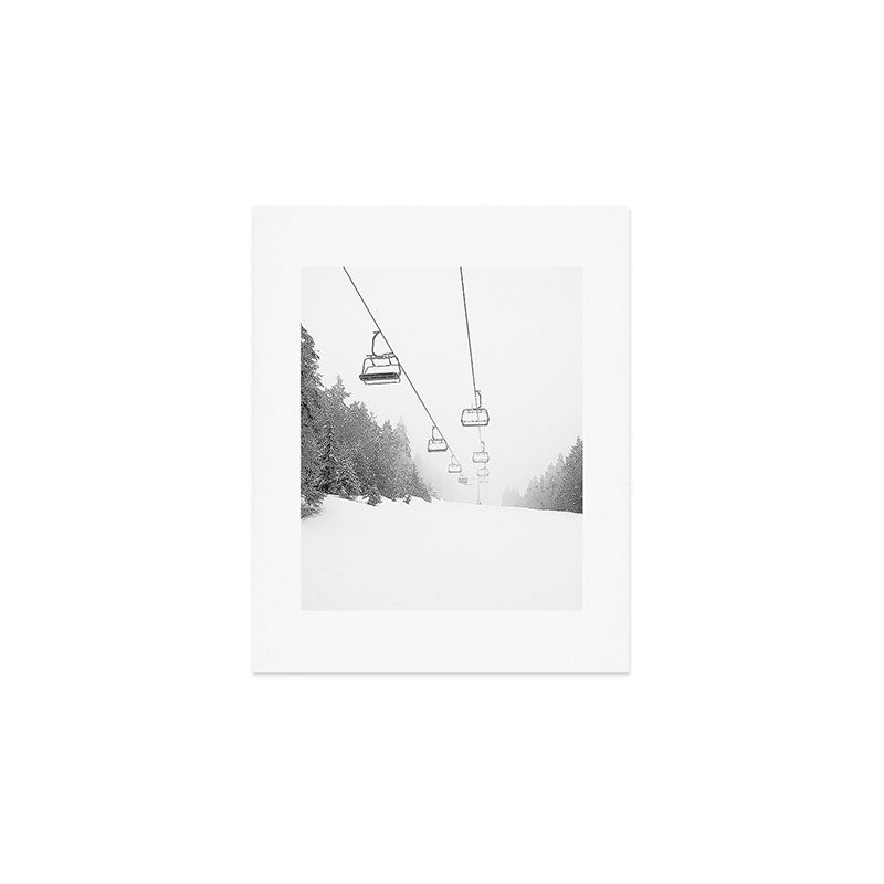 Chairlift Over Ski Slopes Art Print Gallery Image 1
