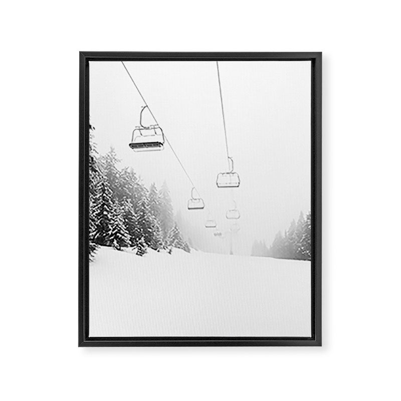 Chairlift Over Ski Slopes Framed Canvas Print Gallery Image 3