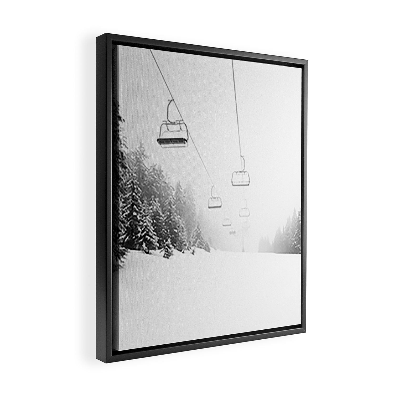 Chairlift Over Ski Slopes Framed Canvas Print Gallery Image 2