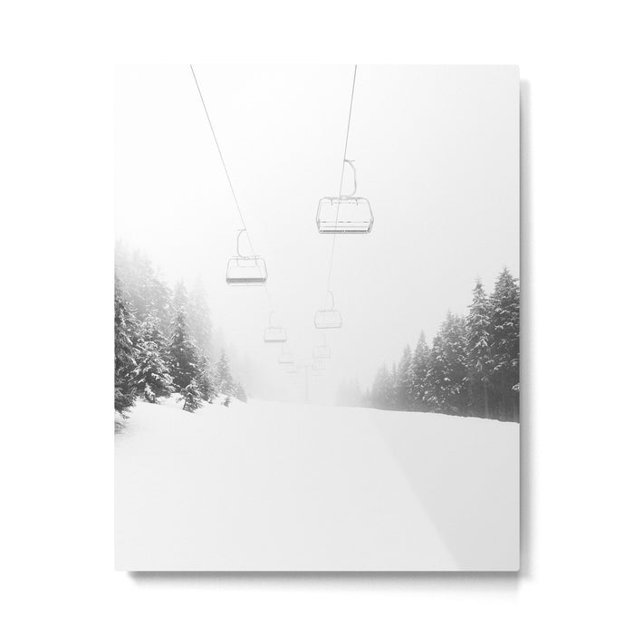 Ski Lift Black And White Metal Print Gallery Image 1
