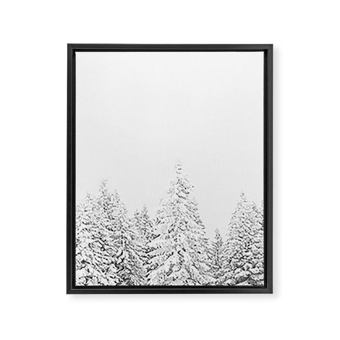 Snowy Evergreen Forest Framed Canvas Print Gallery Image 1