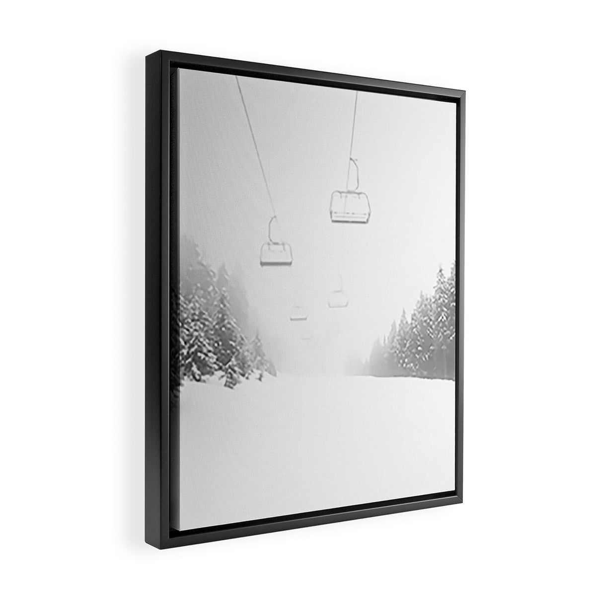 Winter Ski Lift Framed Canvas Print Gallery Image 2