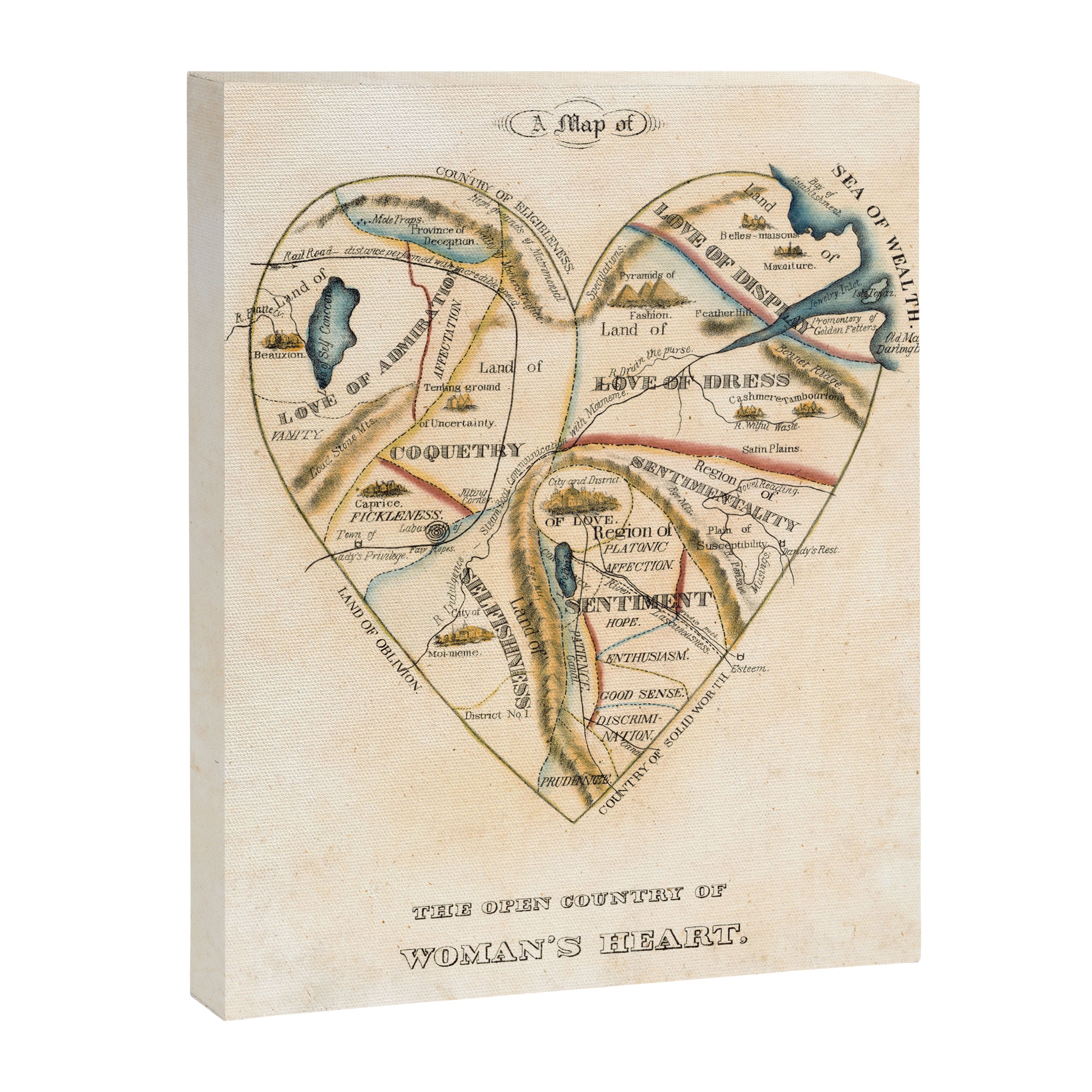 "A Map of the Open Country of a Woman's Heart" by D. W. Kellogg (c. 1833-1842) Canvas Print Gallery Image 6