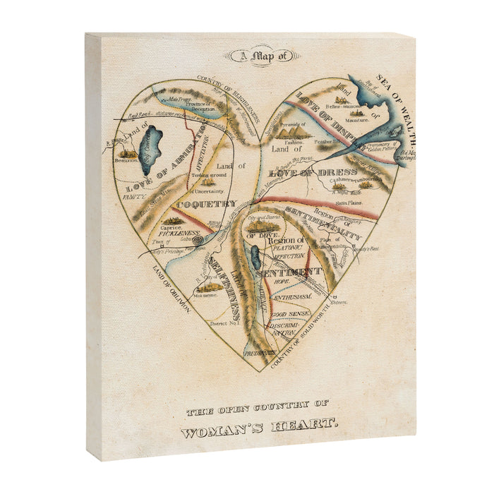 "A Map of the Open Country of a Woman's Heart" by D. W. Kellogg (c. 1833-1842) Canvas Print Gallery Image 1