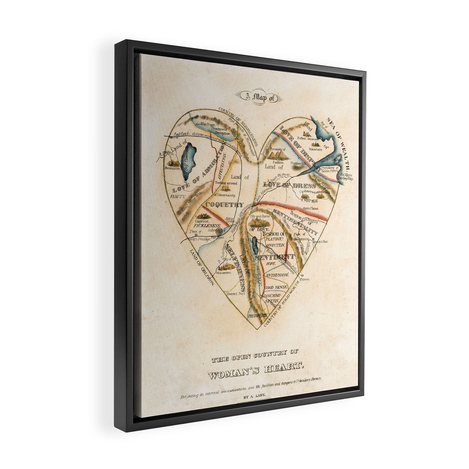 "A Map of the Open Country of a Woman's Heart" by D. W. Kellogg (c. 1833-1842) Framed Canvas Print Gallery Image 2