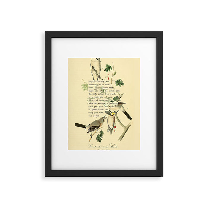 Anger # Great American Shrike Divination from # An Almanac of Birds # Divinations for Uncertain Days Framed Art Print Gallery Image 1