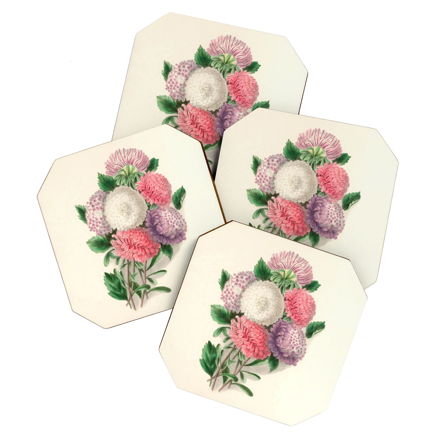  Asters by Clarissa Munger Badger, "Floral Belles," 1866 (benefitting The Nature Conservancy) Coaster Gallery Image 1