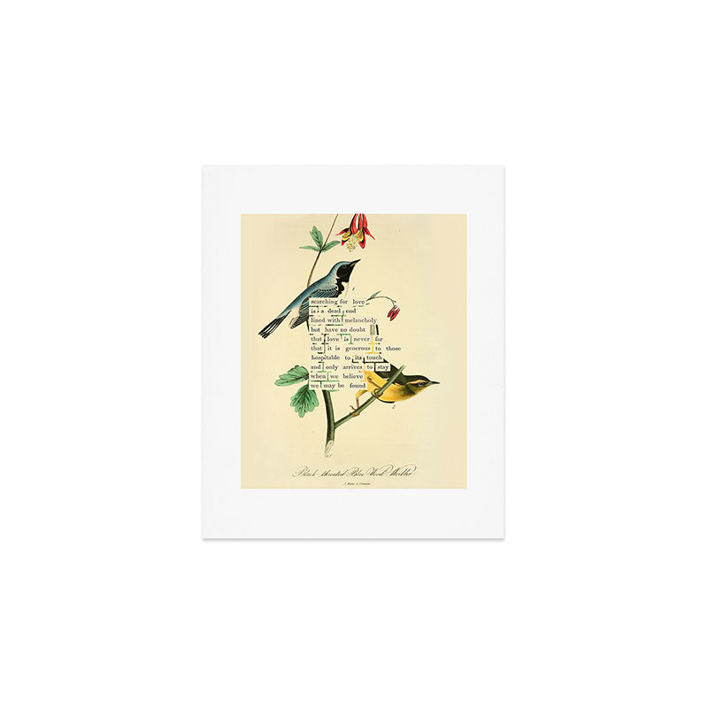 Bird Divinations: Black-Throated Blue Wood-Warbler (about: almanacofbirds.org) Art Print Gallery Image 1