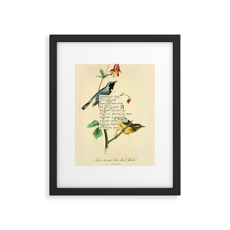 Bird Divinations: Black-Throated Blue Wood-Warbler (about: almanacofbirds.org) Framed Art Print Gallery Image 5