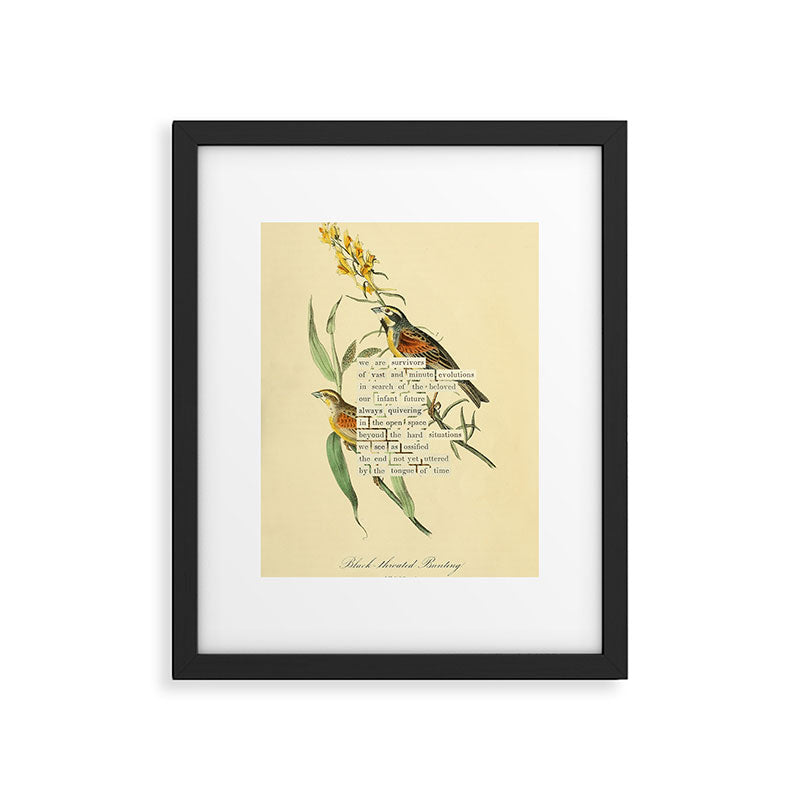 Bird Divinations: Black-throated Bunting (about: almanacofbirds.org) Framed Art Print Gallery Image 5
