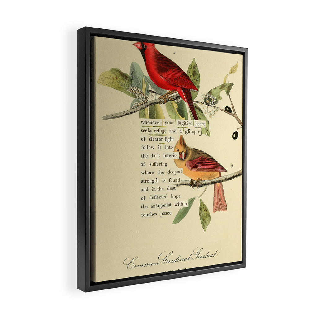 Bird Divinations: Cardinal (about: almanacofbirds.org) Framed Canvas Print Gallery Image 2