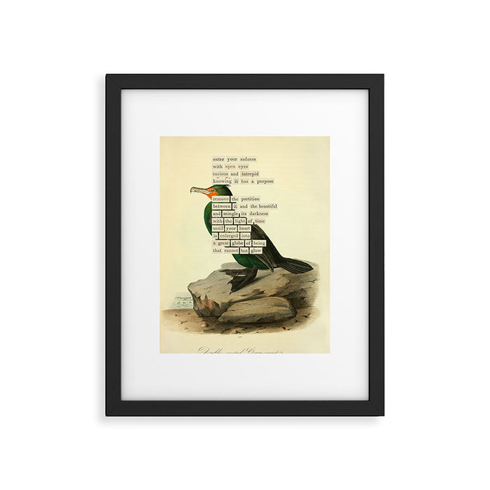Bird Divinations: Double-Crested Cormorant (about: almanacofbirds.org) Framed Art Print Gallery Image 1