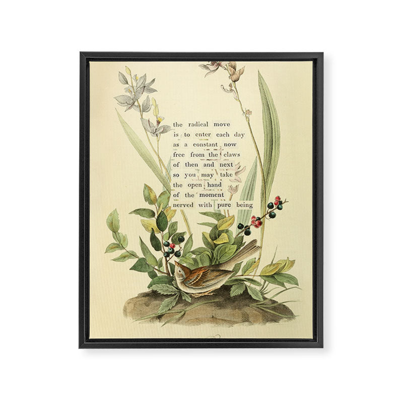 Bird Divinations: Field Bunting (about: almanacofbirds.org) Framed Canvas Print Gallery Image 6