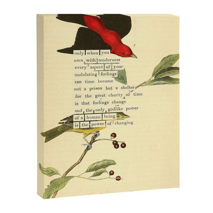 Bird Divinations: Scarlet Tanager (about: almanacofbirds.org) Canvas Print Gallery Image 1