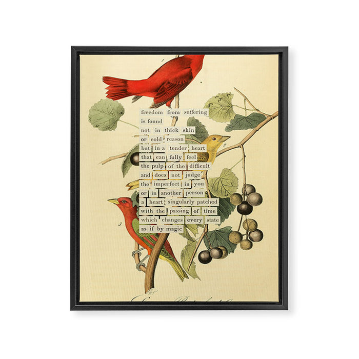 Bird Divinations: Summer Red-bird (about: almanacofbirds.org)  Framed Canvas Print Gallery Image 1