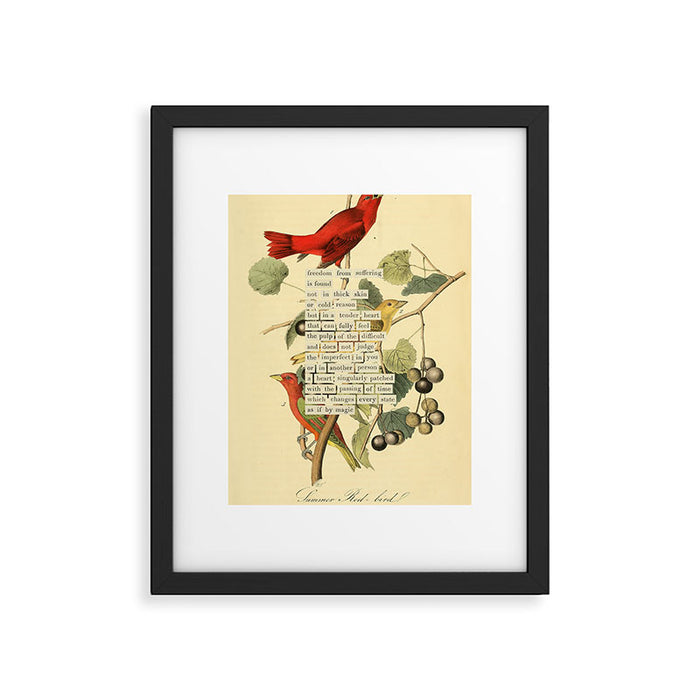 Bird Divinations: Summer Red-bird (about: almanacofbirds.org)  Framed Art Print Gallery Image 1