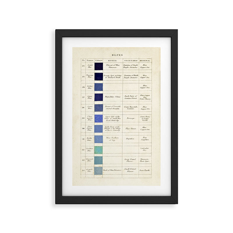 Blues by Patrick Syme from "Wernerâs Nomenclature of Colours" (1821) Framed Art Print Gallery Image 2