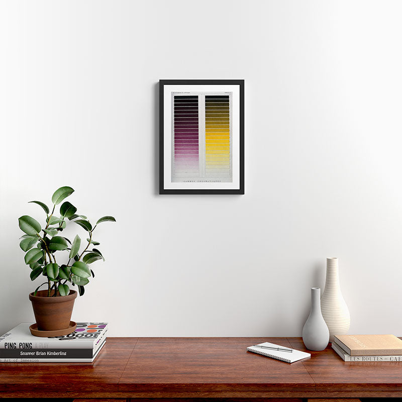 Color scale from violet to yellow ("Les phénomènes de la physique," 1868) Framed Art Print Gallery Image 2