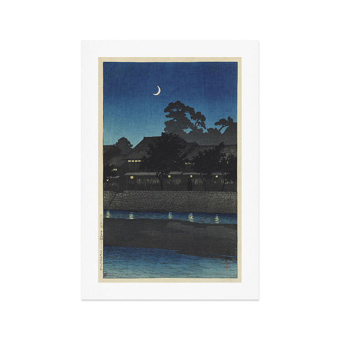 "Crescent Moon and Tea Houses, Kanazawa" by Hasui Kawase, 1920s Art Print Gallery Image 1