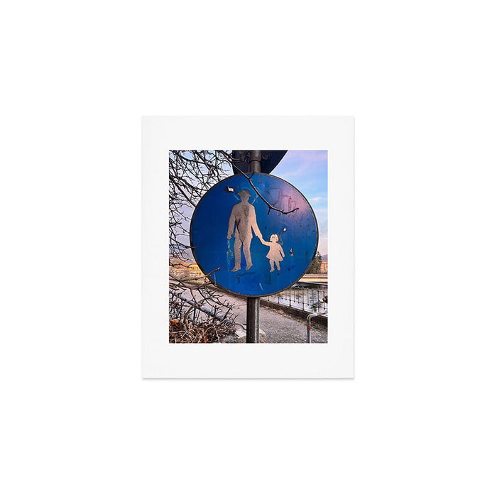 Father and daughter sign in Italian mountain town Art Print Gallery Image 1