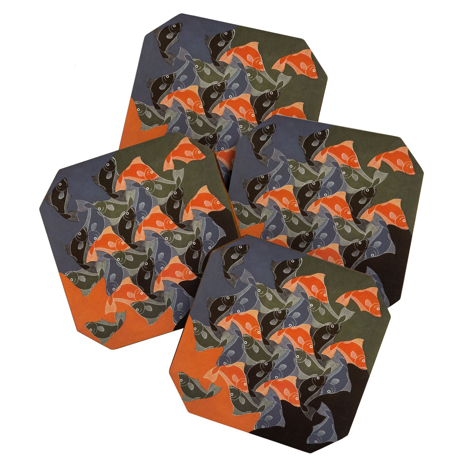 Fish ("Regular Divisions of the Plane Drawing #20") by M.C. Escher Coaster Gallery Image 1