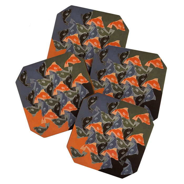 Fish ("Regular Divisions of the Plane Drawing #20") by M.C. Escher Coaster Gallery Image 1