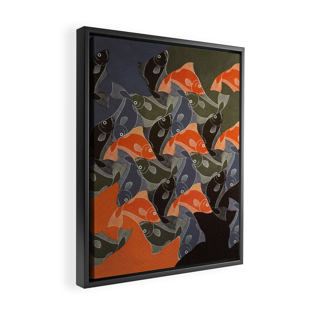 Fish ("Regular Divisions of the Plane Drawing #20") by M.C. Escher Framed Canvas Print Gallery Image 2