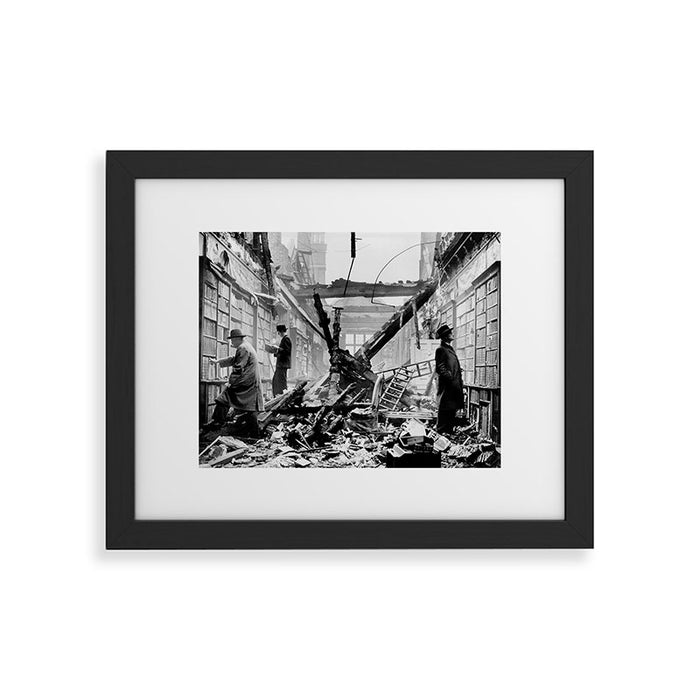 Holland House library after the blitz (London, 1940) Framed Art Print Gallery Image 1
