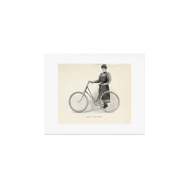 "Leading a Bicycle About" from "Bicycling for Ladies" by Maria E. Ward, 1896 Art Print Gallery Image 1