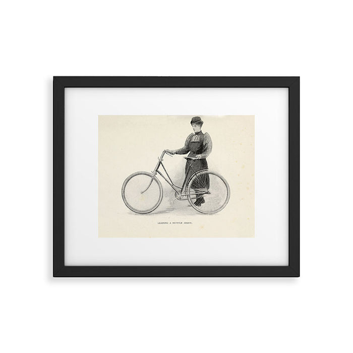 "Leading a Bicycle About" from "Bicycling for Ladies" by Maria E. Ward, 1896 Framed Art Print Gallery Image 1