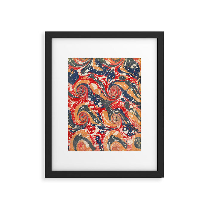 Marbled inside cover from "Gleanings of Natural History" by George Edwards, 1758 Framed Art Print Gallery Image 1