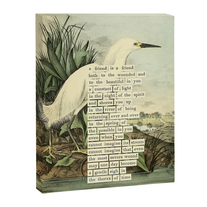 Snowy Heron Divination from # An Almanac of Birds # Divinations for Uncertain Days Canvas Print Gallery Image 1