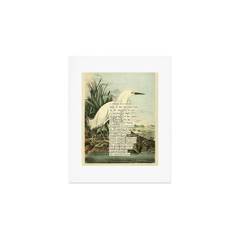 Snowy Heron Divination from # An Almanac of Birds # Divinations for Uncertain Days Art Print Gallery Image 1