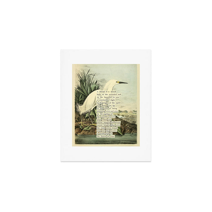Snowy Heron Divination from # An Almanac of Birds # Divinations for Uncertain Days Art Print Gallery Image 1