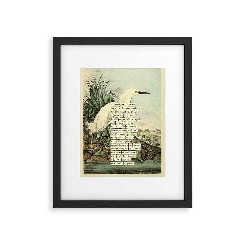 Snowy Heron Divination from # An Almanac of Birds # Divinations for Uncertain Days Framed Art Print Gallery Image 5