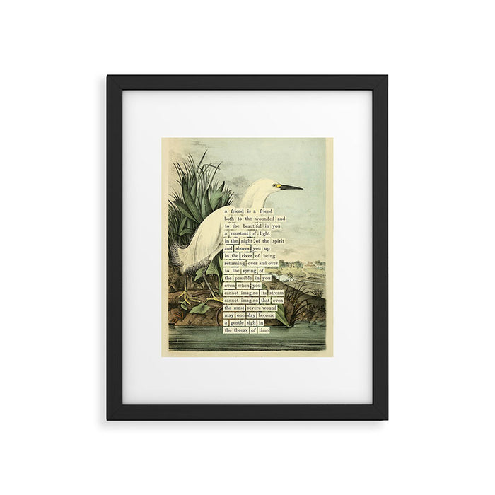 Snowy Heron Divination from # An Almanac of Birds # Divinations for Uncertain Days Framed Art Print Gallery Image 1