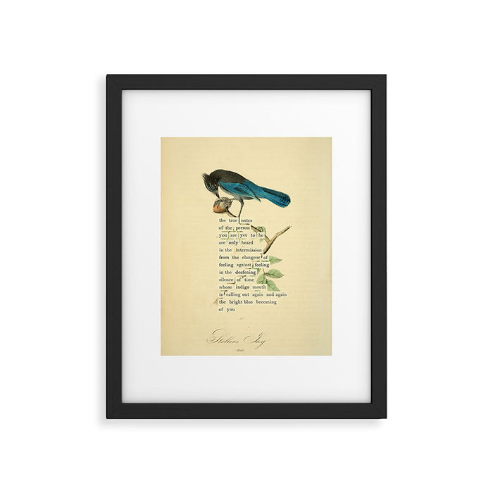 Stellers Jay Divination from # An Almanac of Birds # Divinations for Uncertain Days Framed Art Print Gallery Image 1