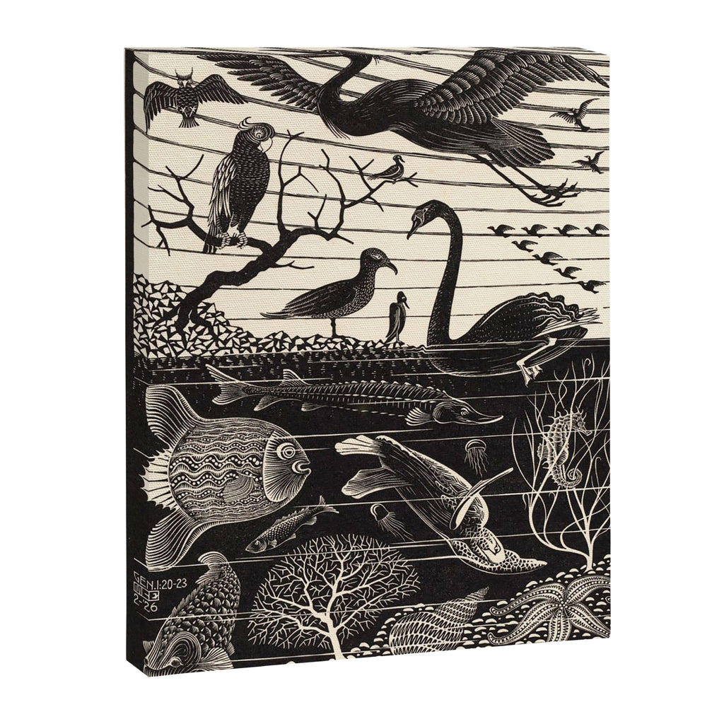 "The Fifth Day of Creation" by M.C. Escher Canvas Print Gallery Image 6
