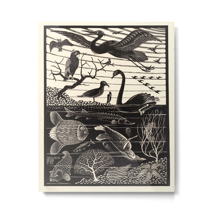 "The Fifth Day of Creation" by M.C. Escher Metal Print Gallery Image 1