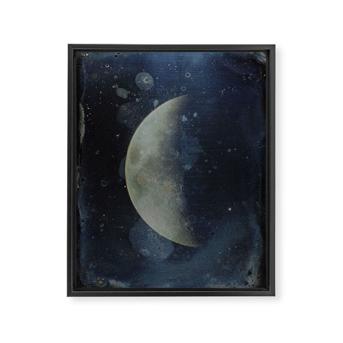 The first surviving photograph of the Moon (John Adams Whipple, Harvard College Observatory, 1852) Framed Canvas Print Gallery Image 1